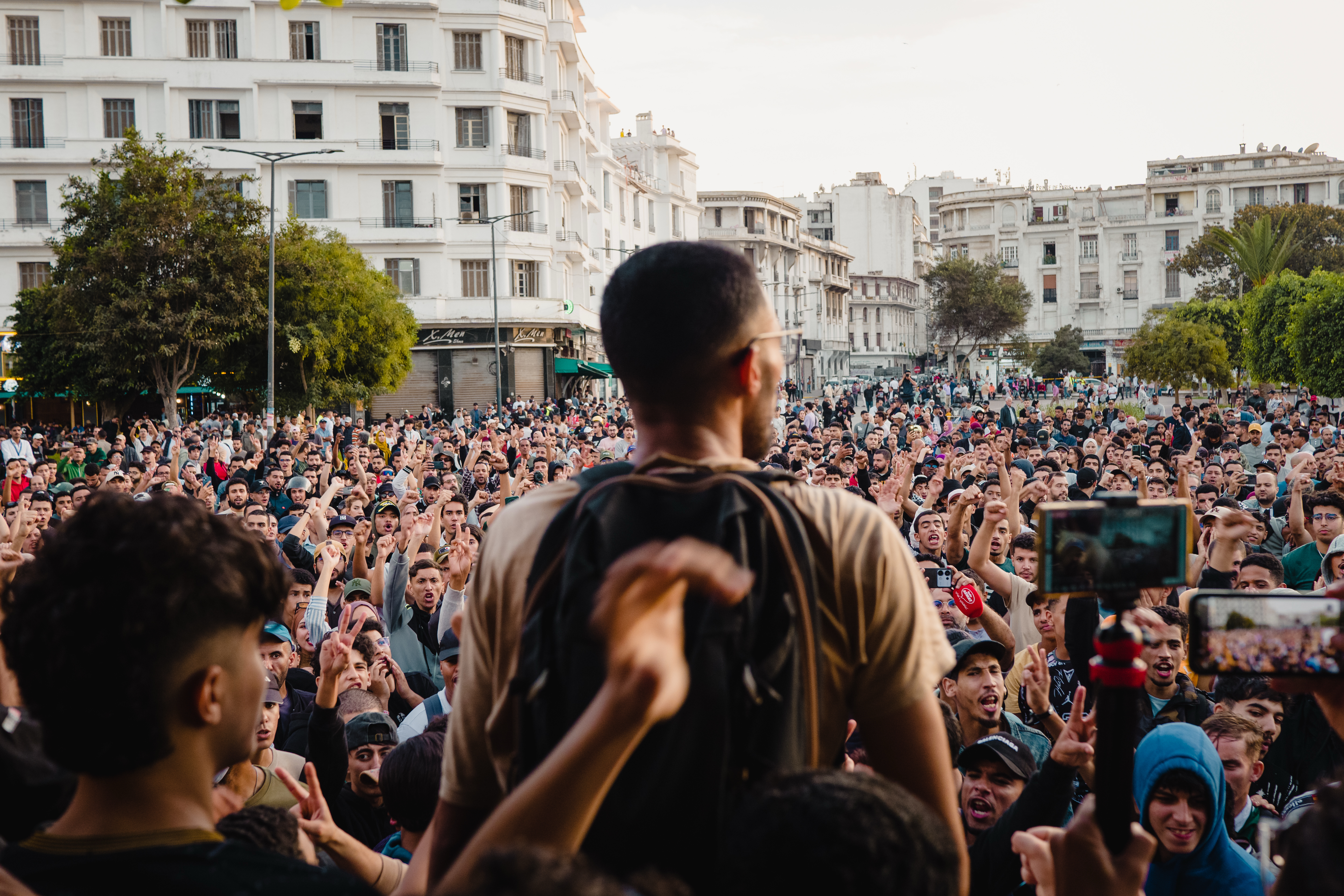 People protest against corruption and calling for healthcare and education reform, in Casablanca, Morocco, Thursday, Oct. 2, 2025. (AP)